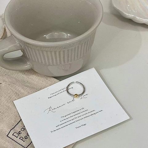 925 Sterlingsilber Minimalistisch Zweifarbig Kugel Offener Ring Für Damen Koreanischen Stil Verstellbare Gelenkring Mode Schmuck