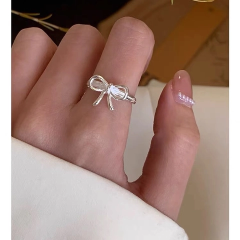 Minimalistisch 925 Sterlingsilber Schleife Ring Für Damen Elegant Verstellbare Öffnung Gold Silber Schmuck Band Ring