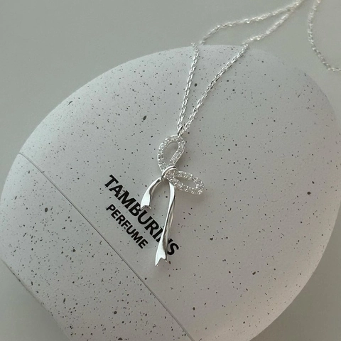 Collana con Ciondolo a Fiocco in Argento Sterling 925 per Donna Girocollo a Nastro con Strass Scintillanti Gioielli di Moda