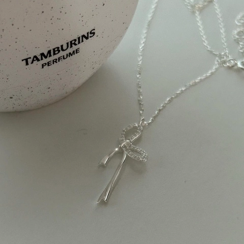 Collana con Ciondolo a Fiocco in Argento Sterling 925 per Donna Girocollo a Nastro con Strass Scintillanti Gioielli di Moda