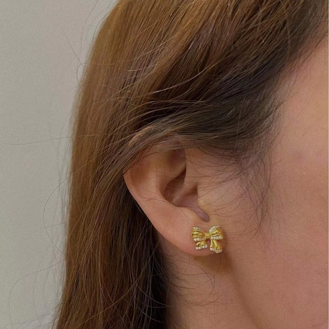 Bowknot Stud Earrings With 925 Sterling Silver Earring Post Elegant Pave Rhinestone Bow Earrings For Women Jewelry Gift