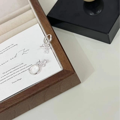 925 Sterlingsilber Schleife Creolen Elegante Strass Band Hängeohrringe Für Damen Ins-Stil Mode Schmuck Geschenk