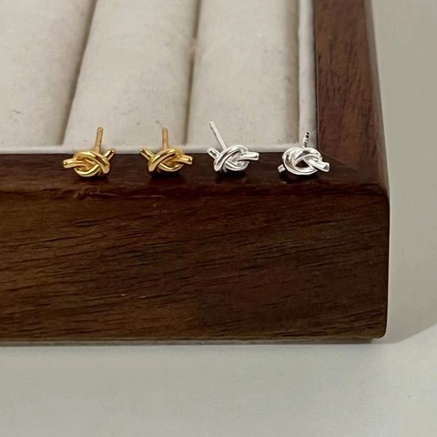 Orecchini a Lobo con Nodo in Argento Sterling 925 Per Donna Stile Coreano Minimalista Oro Argento Galvanico Gioielli Semplici Regalo