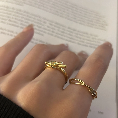 Minimalistisch 925 Sterlingsilber Knoten Verstellbarer Offener Ring Für Damen Geknotetes Seil Design Gold Silber Ring