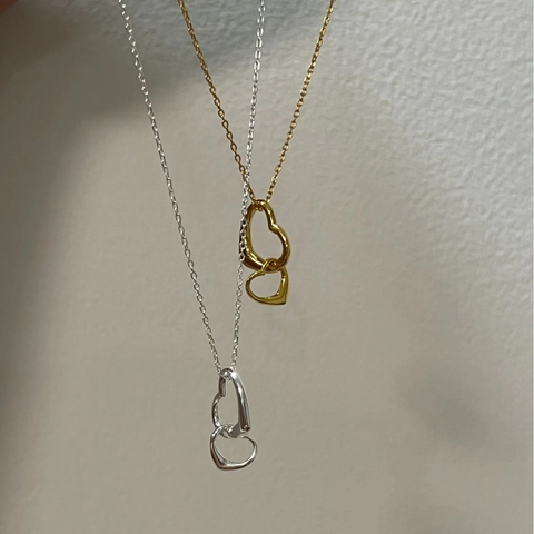 S925 Sterling Silver Interlocking Heart Pendant Necklace For Women Minimalist Elegant Clavicle Chain Fashion Jewelry Accessory Gift
