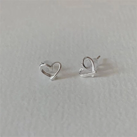 Orecchini a Bottone a Cuore in Argento Sterling 925 per Donna Minimalisti a Forma di Cuore Traforati Gioielli di Moda Galvanici