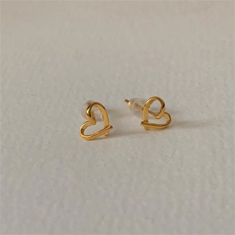 Orecchini a Bottone a Cuore in Argento Sterling 925 per Donna Minimalisti a Forma di Cuore Traforati Gioielli di Moda Galvanici