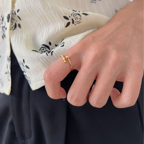 Minimalist 925 Sterling Silver Beaded Open Ring For Women Adjustable Gold Silver Plated Index Finger Ring Jewelry
