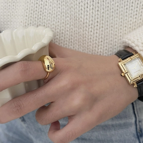 Minimalistischer 925 Sterlingsilber Wassertropfen Ring Für Damen Gold Silber Plattiert Poliert Offener Bohne Fingerring Modeschmuck