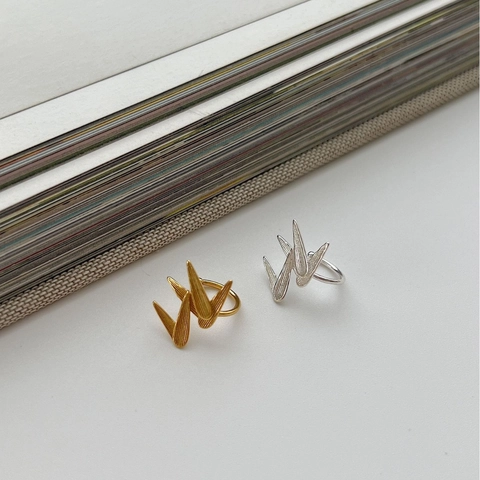 Σκουλαρίκια Ear Cuff από Ασήμι 925 Φύλλο Μπαμπού και Γερανός Οριγκάμι Χωρίς Τρύπα για Γυναίκες Μινιμαλιστικό Κινέζικο Στυλ