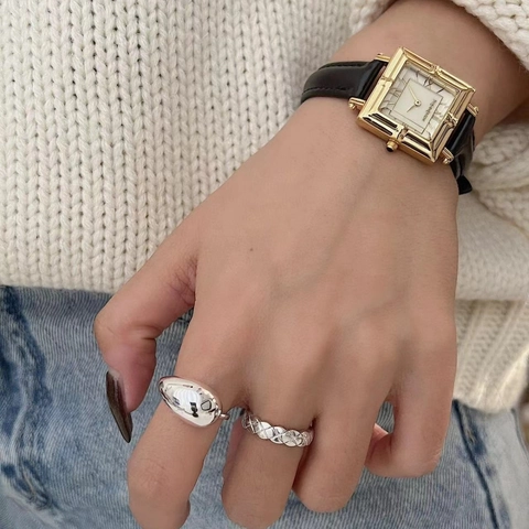Minimalistischer 925 Sterlingsilber Wassertropfen Ring Für Damen Gold Silber Plattiert Poliert Offener Bohne Fingerring Modeschmuck
