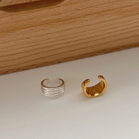 Pendientes Ear Cuff Minimalistas Franceses de Plata de Ley 925 Multicapa para Mujer Pendientes de Clip Roscados Sin Perforación Elegantes