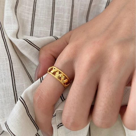 S925 Sterling Silver Open Adjustable Ring For Women INS Style Braided Chain Wave Geometric Minimalist Finger Jewelry