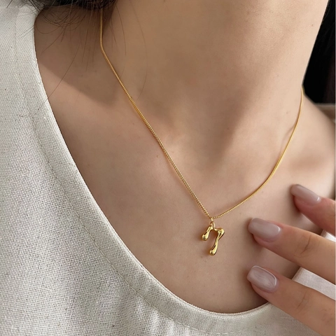 925 Sterling Silver Liquid Metal Pendant Necklace For Women Irregular Molten Lava Abstract Organic Shape Jewelry Gift