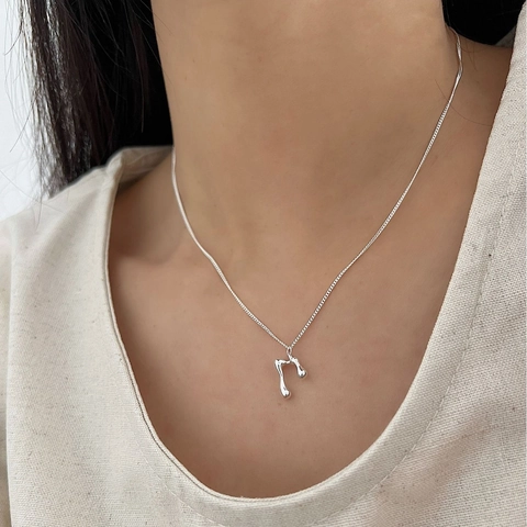 925 Sterling Silver Liquid Metal Pendant Necklace For Women Irregular Molten Lava Abstract Organic Shape Jewelry Gift