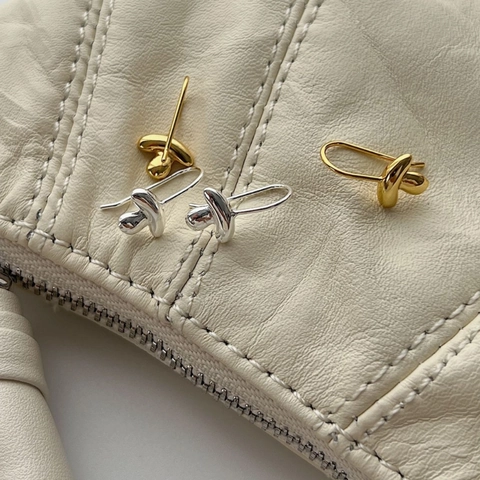 Orecchini a Bottone a Forma di Fungo in Argento Sterling 925 per Donna Orecchini Pendenti a Nodo con Linee Organiche Placcati Oro e Argento