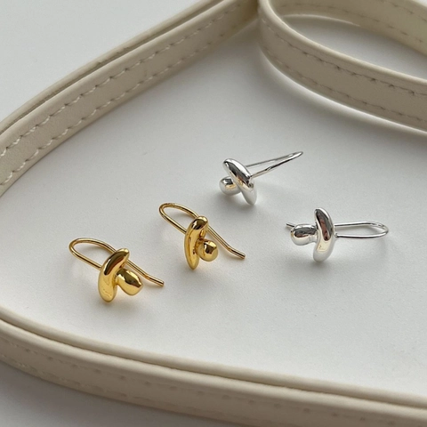 Orecchini a Bottone a Forma di Fungo in Argento Sterling 925 per Donna Orecchini Pendenti a Nodo con Linee Organiche Placcati Oro e Argento