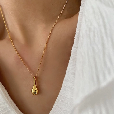 925 Sterling Silver Waterdrop Pendant Necklace For Women Minimalist Teardrop Design Dainty Chain Necklace Niche Jewelry Gift