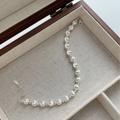 925 Sterlingsilber Armband Für Damen Minimalist Künstlicher Katzenaugenstein Perlenarmband Verstellbar Luxus Mode Schmuck