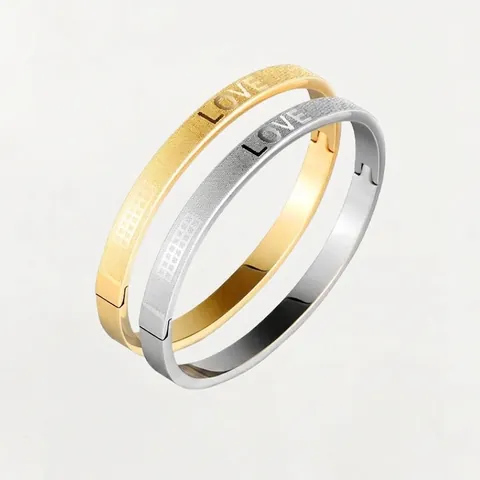 Vintage Fashion Stainless Steel LOVE Bangle Gold Silver Plated Hinge Bangle Wheat Chain Spiga Bracelet For Women Daily Jewelry