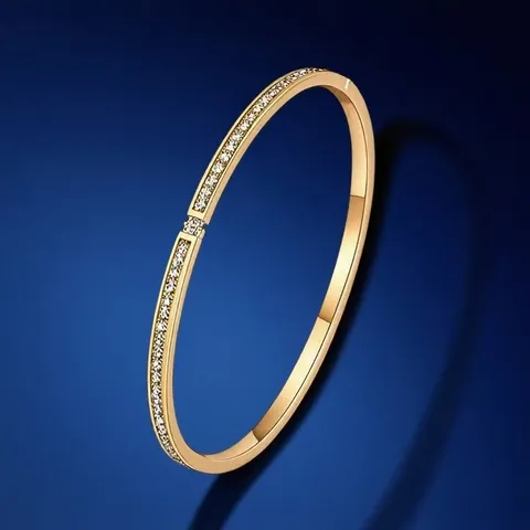 Elegante Bracciale Rigido Cielo Stellato in Acciaio Inossidabile per Donna Lusso con Strass Incastonati Ovale Bracciale Oro Argento Gioielli di Moda