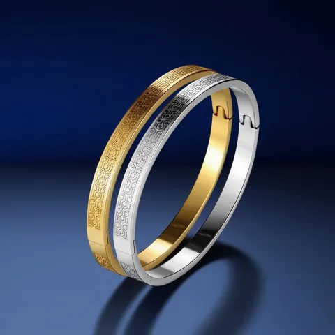 Brazalete Moderno de Acero Inoxidable para Mujer Hombre Geométrico Hexagonal Grabado de Panal Pulsera Joyería de Moda Regalo