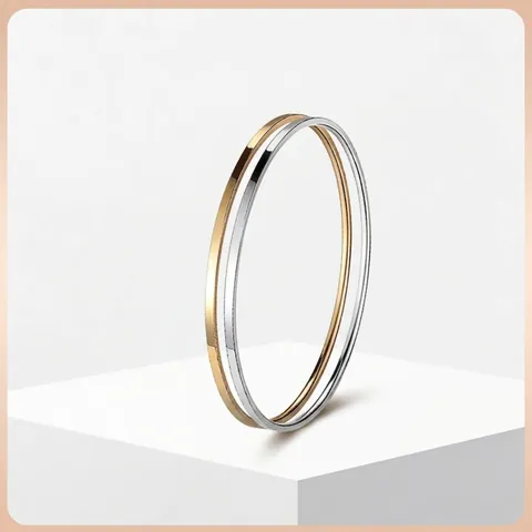 Bracciale Rigido Minimalista In Acciaio Inossidabile Per Donna Oro Argento Lucido Ovale Geometrico Gioielli Di Moda Impermeabile Quotidiano