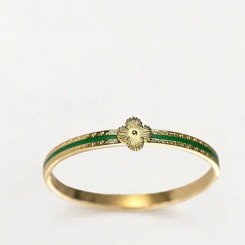 Vintage Edelstahl Kleeblatt Armreif Für Damen 18K Vergoldet Emaille Blume Charme Schmuck Elegantes Geschenk