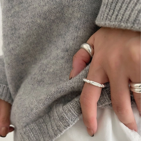 Anillo de Plata de Ley 925 con Nudo Trenzado Apertura Ajustable Anillo de Dedo para Mujer Oro Plata Joyería Vintage