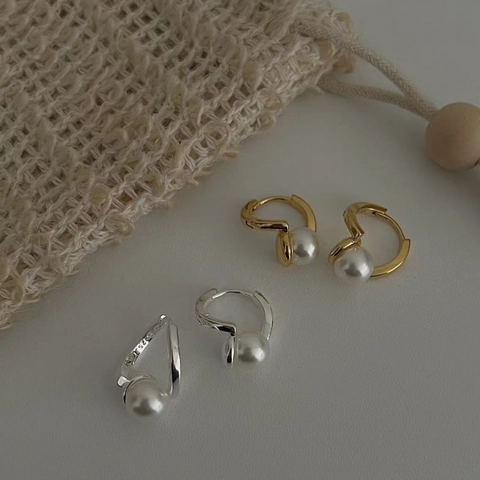 925 Sterlingsilber Verdrehte Creolen Mit Künstlicher Perle Koreanischer Stil Elegante Tropfenohrringe Für Damen Schmuck