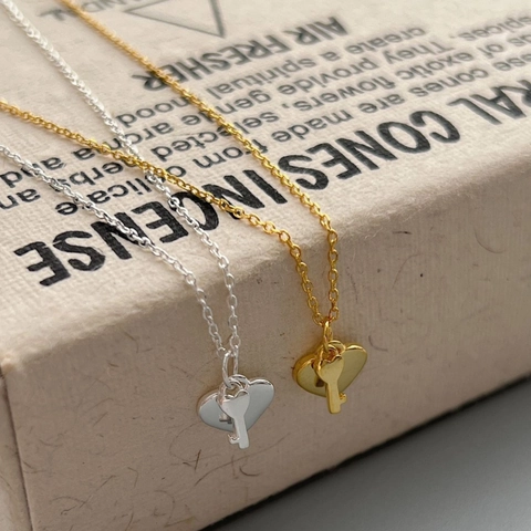 925 Sterling Silver Heart Key Pendant Necklace For Women Minimalist Artificial Pearl Double Layer Clavicle Chain Jewelry