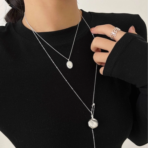 Collar con Colgante Ovalado de Letra H de Plata de Ley 925 para Mujer Incrustación de Strass Oro Plata Cadena de Clavícula Galvanizada