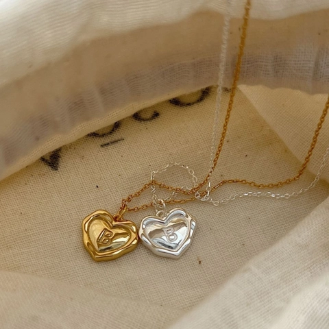 925 Sterling Silver Heart Initial Letter B Pendant Necklace Electroplated Minimalist Jewelry For Women Daily Accessories
