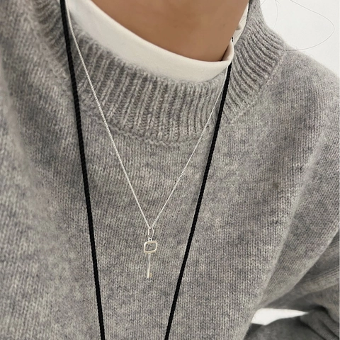 925 Sterling Silver Key Pendant Necklace Minimalist Geometric Key Charm Necklace For Women Fashion Daily Jewelry Gift