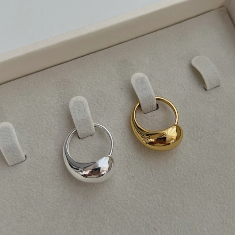 Minimalist 925 Sterling Silver Water Drop Ring Organic Shape Liquid Metal Texture Open Adjustable Finger Ring Jewelry Women
