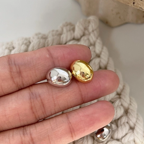 Orecchini a Bottone in Argento Sterling 925 Minimalisti Lucidatura a Specchio Placcati Oro Argento Geometrici per Donna