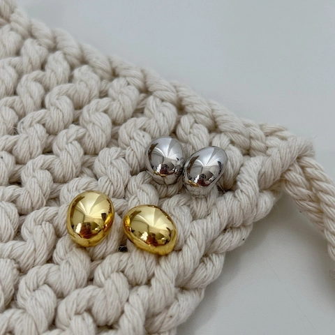 Orecchini a Bottone in Argento Sterling 925 Minimalisti Lucidatura a Specchio Placcati Oro Argento Geometrici per Donna