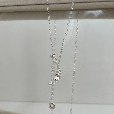 Collier Pendentif Croissant en Argent Sterling 925 Minimaliste Style Français Chaîne de Pull Réglable Bijoux pour Femmes