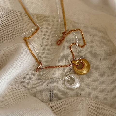 Minimalistische 925 Sterling Zilveren Geborstelde Ring Hanger Ketting Voor Vrouwen Goud Zilver Geometrisch Sieraden Ins Stijl