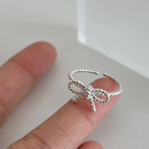 Anillo Abierto de Lazo Trenzado de Plata de Ley 925 para Mujer Anillo Ajustable Minimalista Joyería Delicada Regalo
