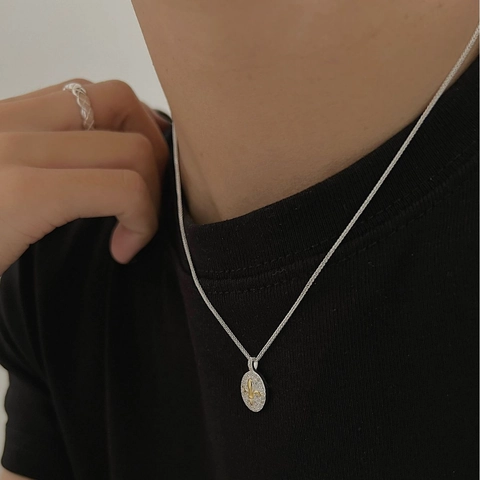 Vintage 925 Sterlingsilber Fleur-de-Lis Ovaler Anhänger Halskette Für Damen Doppellagig Strass Französischer Stil Schmuck