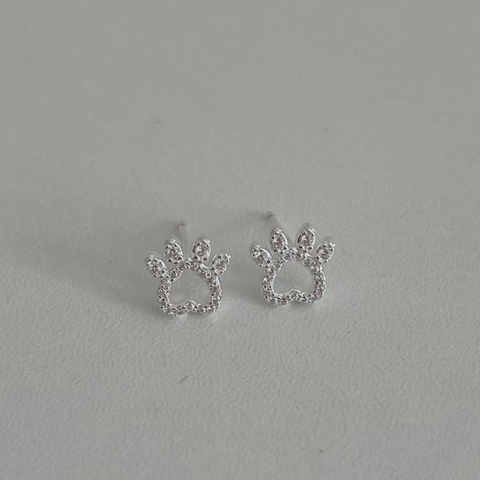 925 Sterling Silver Cat Claw Heart Hollow Drop Earrings For Women Cute Animal Paw Rhinestone Pave Dangle Jewelry Gift
