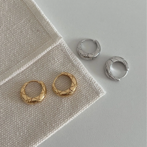 Orecchini a Cerchio Geometrici Trapuntati in Argento Sterling 925 da Donna Placcato Oro Argento Gioielli Eleganti Regalo