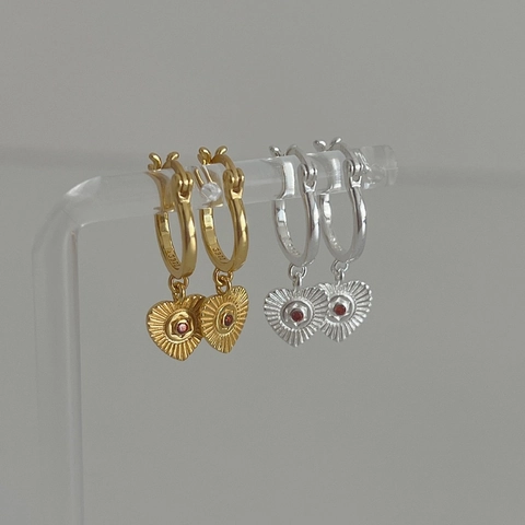 Französische Retro 925 Sterlingsilber Creolen Strass Herz Anhänger Gold Silber Geometrischer Minimalistischer Schmuck Damen