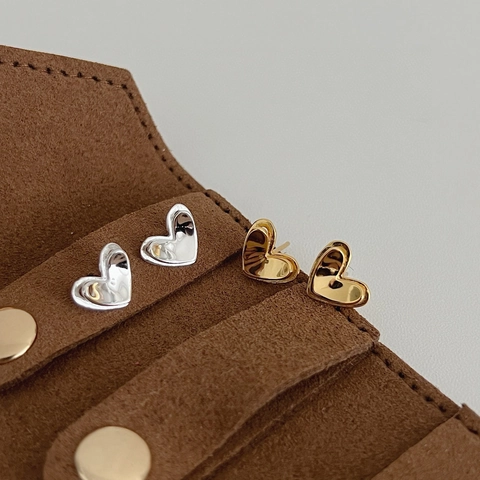 Minimalist 925 Sterling Silver Smooth 3D Heart Stud Earrings For Women Simple Elegant Gold Silver Plated Fashion Earring