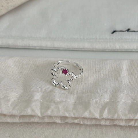 925er Sterlingsilber Hohle Blume Offener Ring Mit Süßem Herz Strass Verstellbarer Fingerring Eleganter Damen Schmuck Geschenk