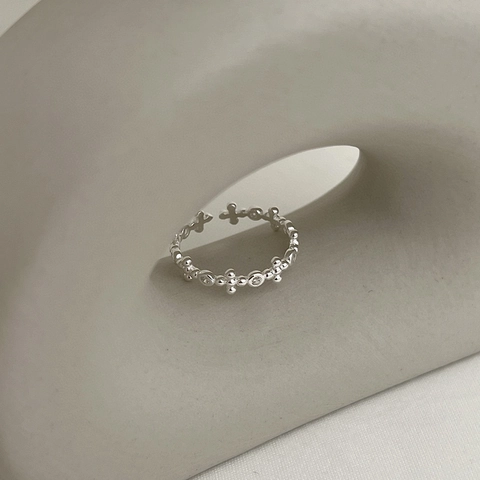 925 Sterling Zilveren Kruis Open Ring Voor Vrouwen Minimalistische Ingelegde Strass Verstelbare Vinger Sieraden Cadeau