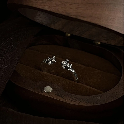 Anillo Abierto Ajustable de Plata de Ley 925 Flor de Lis Cruz Para Hombre Mujer Joyería Biker Fleur-De-Lis Gótico Retro Regalo de San Valentín