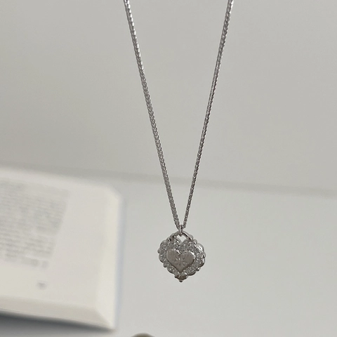 925 Sterlingsilber Herz Anhänger Halskette Für Damen Achtzackiger Stern Strass Pavee Eingelegt Minimalistischer Ins Stil Schlangenkette Schmuck