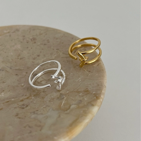Minimalist 925 Sterling Silver Knot Open Ring Adjustable Geometric Chic Double Layer Finger Ring For Women Personalized Jewelry Gift
